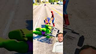 Accidant green hulk with wife#spiderman#funny#gta#shorts#viral