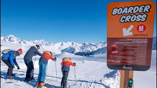 Les Arcs Skiing Boarder cross race track POV! Bumps, jumps and banked turns!