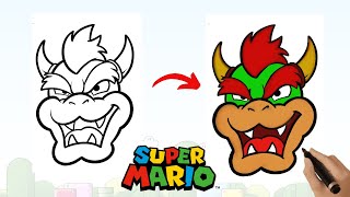 How To Draw Bowser for Beginners || Super Mario Bros