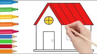 How to draw a house step by step l drawing and colouring for kids@MagicFingersArt