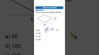 ÁREA DO LOSANGO-Matemática básica  #enem #matematicaparaconcursos #saeb #matematicaenem #matematica