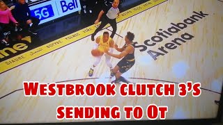 Russell Westbrook clutch three sending to OT