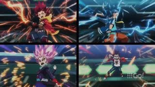 Beyblade Burst Surge: Lain and Hyuga vs. Aiger and Hikaru