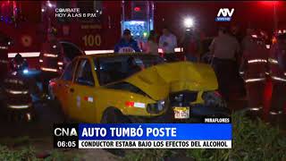 Miraflores: Conductor de taxi estrelló su unidad contra un poste