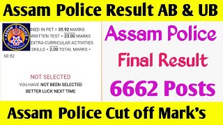 Assam Police Final Result Check-6662 Posts & Cut off Mark's/Assam Police Result 2022.