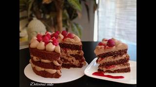 Naked cake chocolat et framboises