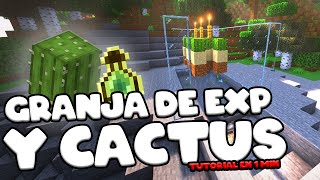 🌵¡EXPERIENCIA INFINITA y TINTE en Minecraft 1.21! 🌵 La GRANJA de CACTUS Más FÁCIL 🌎 (Bedrock y Java)