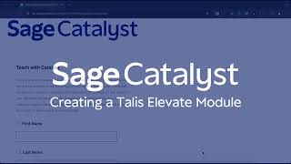 Sage Catalyst: 4 Creating a Talis Elevate Module