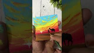 Sunset Acrylic Painting | Easy Painting on Canvas #shorts #painting #art