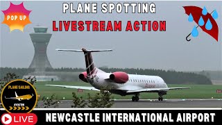 WET AND RAINY: Live plane spotting from Newcastle airport