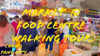 Market And Food Centre Full Walking Tour Through [4k HDR] Video / Singapore Chong Pang City Video.