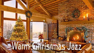 Christmas Jazz Instrumental Music & Crackling Fireplace Sounds 🔥 Cozy Christmas Coffee Shop Ambience