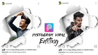 PicsArt Instagram Viral Photo Editing Tutorial - Instagram 3D Photo Edit Paper Torn Style - TECH ART