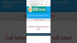 IDBI EXECUTIVE call letter out downloading soon #idbi #executive #callletter #admitcard #shorts