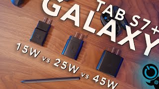 Galaxy Tab S7+ Charger Comparison: 45W vs 25W vs 15W