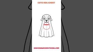 Cute dog ghost drawing for Halloween  #easytodraw #cutedraws #halloweendrawing