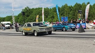 Toyota MR2 2.0T K20 vs '64 Plymouth Valiant V100 big block 1/4 mile drag race