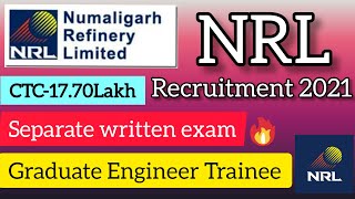 NRL Recruitment 2021 | Graduate Engineer Trainee Post 🔥🔥 | Without GATE | Recruitment of Engineers 👷