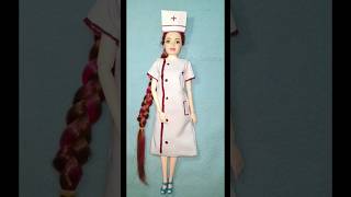 Diy Barbie Doll Nurse Dress #shorts #barbiedress #barbie #diybarbieclothes  #diy@craftysapnaa