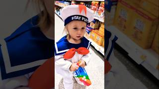 Lil Stay Puft goes shopping for some Marshmallows what else?!  #ghostbusters #funnybaby