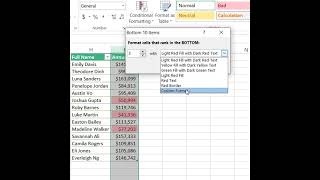 Highlight bottom 3 salary in Excel #shorts #excel #highlight  #bottom