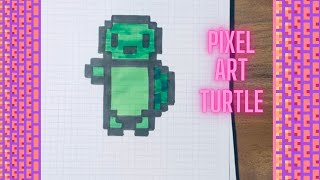 Pixel art idea✍️ How to draw pixel art / How to draw pixel turtle 🐢