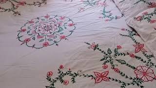 new bedsheet design hand embroidery