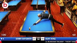 SEMİH SAYGINER vs SUAT ATAŞ | 22.BİLARDOMAX BALABAN-THEORY HANDICAP 3 Cushion Billiards LEAGUE