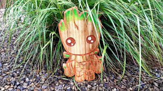 Baby Groot on fencing wood, scrouter project..