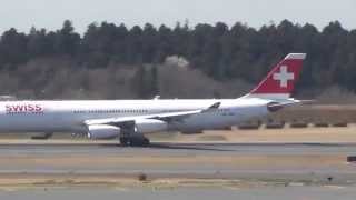 Swiss International Airlines A340-300 Taking off from Narita Aiport (LX161)