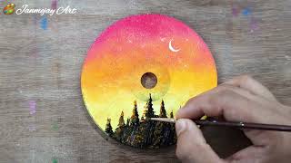 Amazing Evening Nature Scenery Painting Tutorial / Acrylic Painting Techniques #91