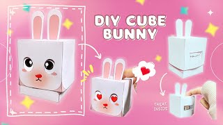 🎁Print, Cut, Hop! CUTE Cube Bunny🐰: Treat Box FREE Printable #cutecraft #easter #papercraft  #asmr