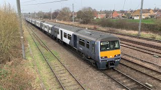 ROG class 37, 37800 passing Biggleswade with two class 321 units for storage - 03/03/22