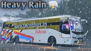 Aggressive Volvo Bus Driving Under Heavy Rain at Expressway | ETS2 Bus Mod