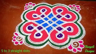 Melikala muggulu designs with dots || easy sikku kolam || easy rangoli for beginners