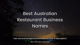 Best Australian Restaurant Business Name | Business Name | Company Name | Store Name