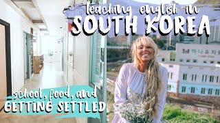 KOREA VLOG 03// 2nd day after moving abroad, touring my husbands school as ESL teacher + new food!