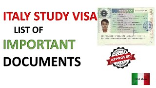 Italy student Visa Documentation List | Important Documents for Visa | Bank Statement