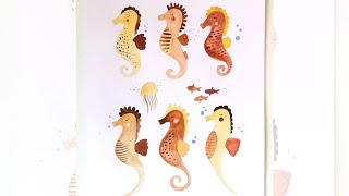 Watercolor Seahorse Painting Demonstration for Kids Fashion