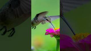 Hummingbird delicacy in mid-flight