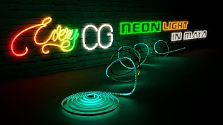 How to Make LED Neon Light Effect in Maya | With MESH LIGHT | EveryCG