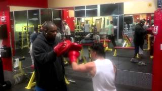 Sabir training Mario "Lil Giant" Leon 17