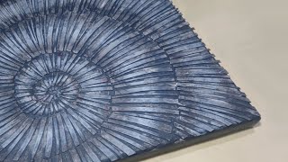 3D Textured Ammonite Fossil Mixed Media Art on Canvas Made with Recycled Cardboard Tutorial DIY