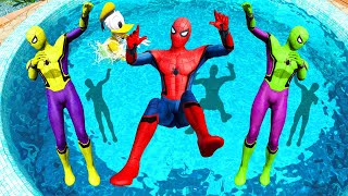 GTA 5 Rainbow Spiderman Crazy Cold Water Ragdolls Jumps Fails(Funny Moments)