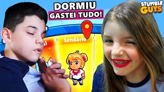 GASTEI GEMAS DO MEU IRMÃO NO STUMBLE GUYS ENQUANTO ELE DORMIA! - Helena Start Games