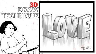 How To Draw 3D Letters With Shadows And Reflections - Learn To Write Love With 3D Letters