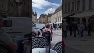 A cafe on the main square of the old city in Sarlat