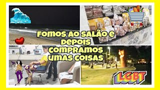 fomos ao salão + indo comprar umas coisas que estava faltando finalizamos na orla da nossa cidade .