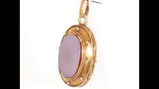 GENUINE ANTIQUE VICTORIAN ETRUSCAN REVIVAL FRENCH AGATE LOCKET PENDANT