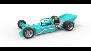 3D printable Supermodified rear engine race car Version 2 Scale 1:25 3D model view